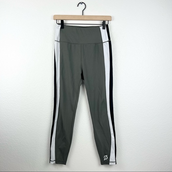 ALLFENIX Peloton Branded Olive Green Side Stripe Workout Leggings, Size Medium - Picture 1 of 7